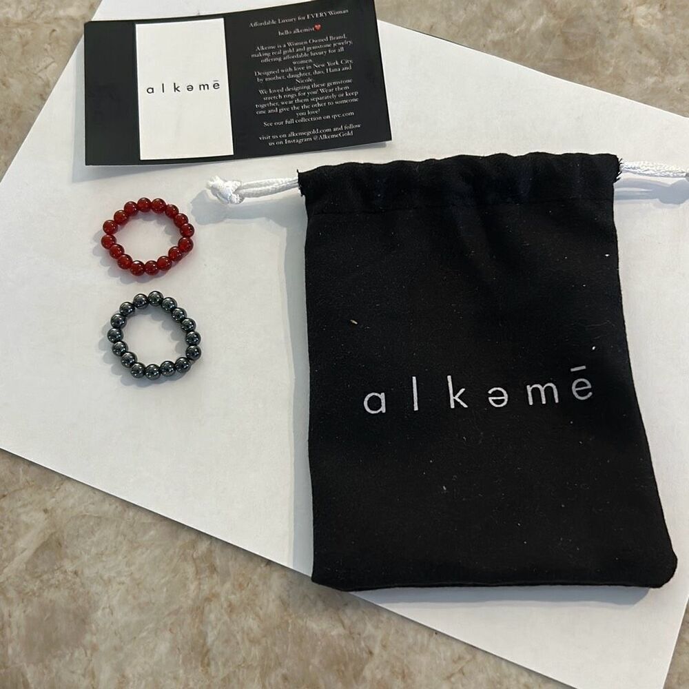 Gem Stone Beaded Stack Rings NEW - Picture 2 of 4